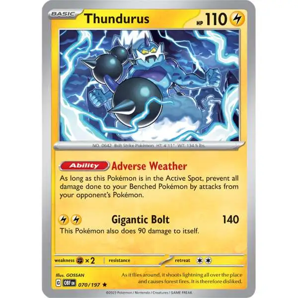 Pokemon Trading Card Game Obsidian Flames Rare Thundurus #70