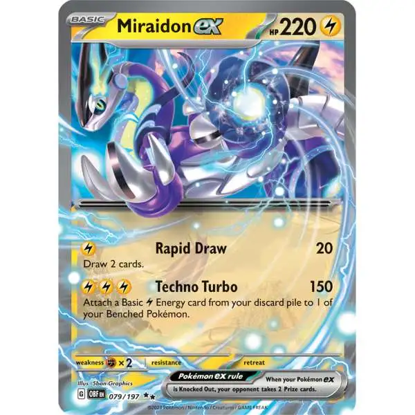  Miraidon ex 079/197 Double Rare - Obsidian Flames - Pokemon  Single Card : Toys & Games