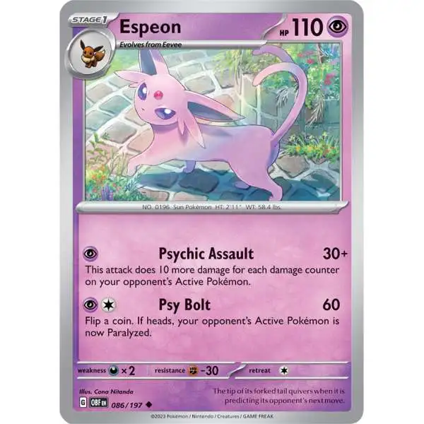 Pokemon Trading Card Game Obsidian Flames Uncommon Espeon #86