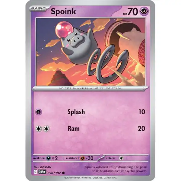 Pokemon Trading Card Game Obsidian Flames Common Spoink #90
