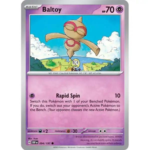 Pokemon Trading Card Game Obsidian Flames Common Baltoy #94