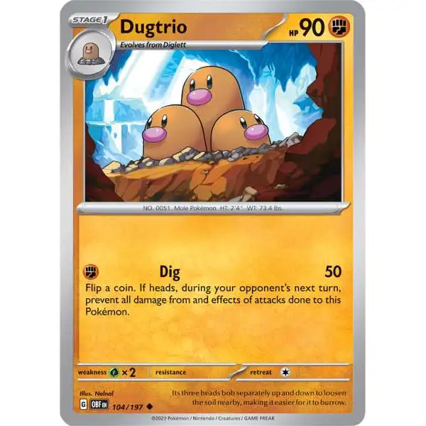 Pokemon Trading Card Game Obsidian Flames Uncommon Dugtrio #104