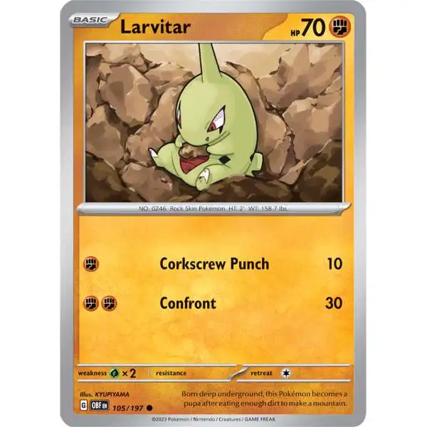 Pokemon Trading Card Game Obsidian Flames Common Larvitar #105