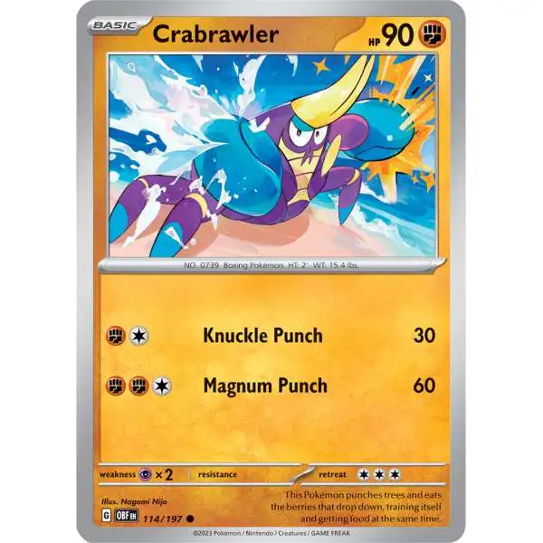 Pokemon Trading Card Game Obsidian Flames Common Crabrawler #114