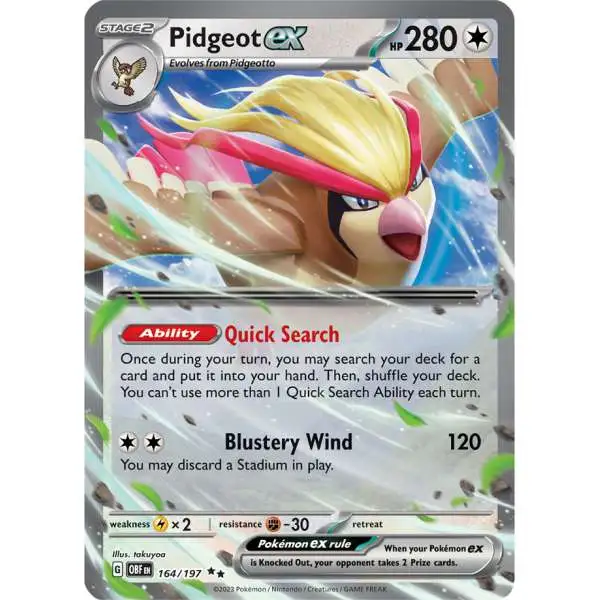 Pokemon Trading Card Game Obsidian Flames Double Rare Pidgeot ex #164