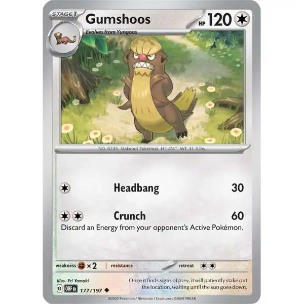 Pokemon Trading Card Game Obsidian Flames Uncommon Gumshoos #177