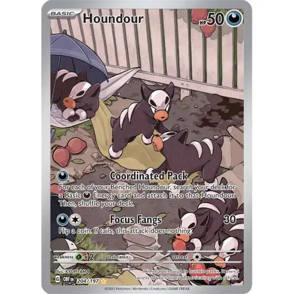 Pokemon Trading Card Game Obsidian Flames Illustration Rare Houndour #204