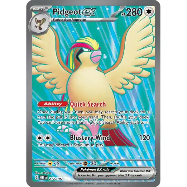 Pokemon Trading Card Game Obsidian Flames Ultra Rare Pidgeot ex #217