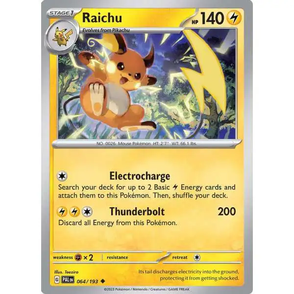 Pokemon Trading Card Game Paldea Evolved Uncommon Raichu #64