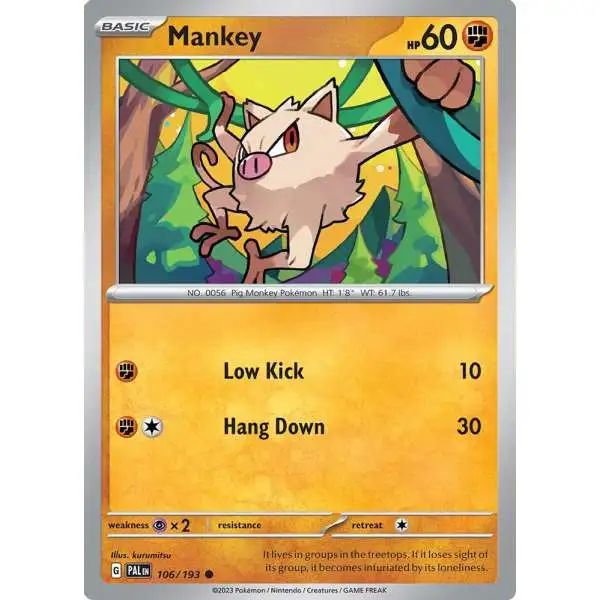 Pokemon Trading Card Game Paldea Evolved Common Mankey #106