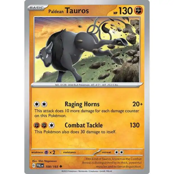 Pokemon Trading Card Game Paldea Evolved Uncommon Paldean Tauros #108