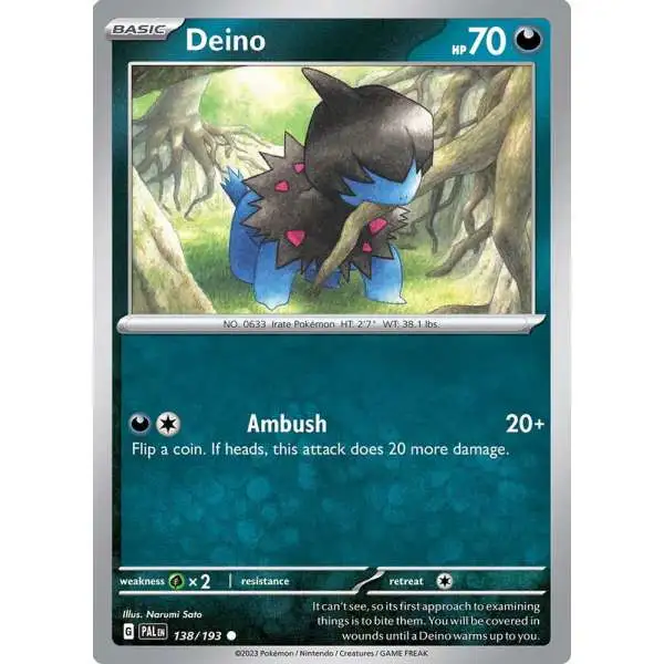 Pokemon Trading Card Game Paldea Evolved Common Deino #138