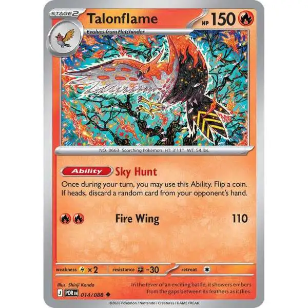 Pokemon Trading Card Game ME03: Perfect Order Uncommon Talonflame #14 [Reverse Holofoil]