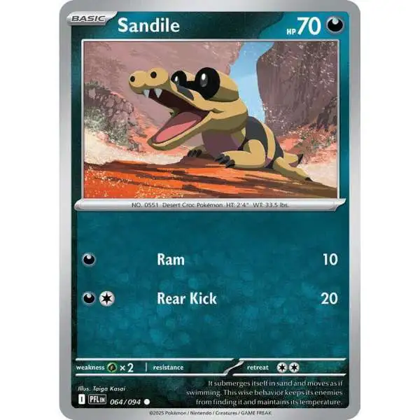 Pokemon Trading Card Game Phantasmal Flames Common Sandile #64