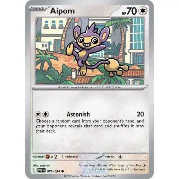 Pokemon Trading Card Game Phantasmal Flames Common Aipom #78