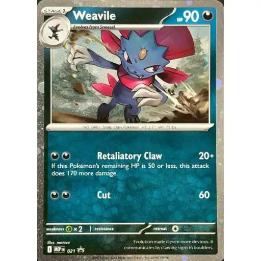 Pokemon Trading Card Game Mega Evolution Phantasmal Flames Cosmos Holo Weavile #021