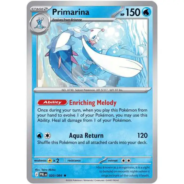Pokemon Trading Card Game Mega Evolution Pitch Black Rare Primarina - 020/084 #20