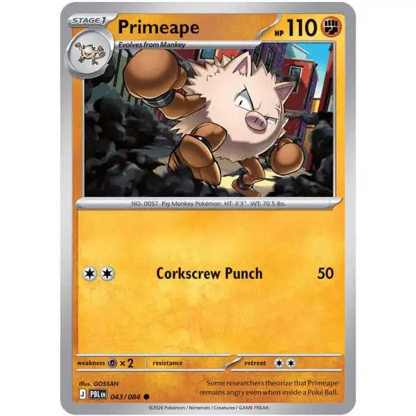 Pokemon Trading Card Game Mega Evolution Pitch Black Common Primeape #43