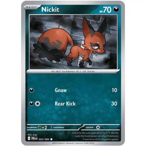 Pokemon Trading Card Game Mega Evolution Pitch Black Common Nickit #53