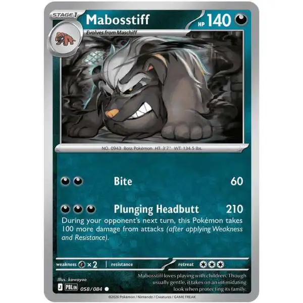 Pokemon Trading Card Game Mega Evolution Pitch Black Common Mabosstiff #58