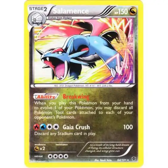 Pokemon Black & White Plasma Blast Holo Rare Salamence #64 [Moderately Played]
