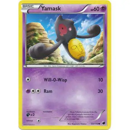 Pokemon Trading Card Game Black & White Plasma Freeze Common Yamask #55