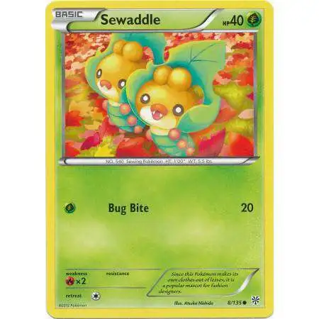 Pokemon Trading Card Game Black & White Plasma Storm Common Sewaddle #8 [Lightly Played]