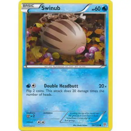 Pokemon Trading Card Game Black & White Plasma Storm Reverse Holo Swinub #26 [Lightly Played]