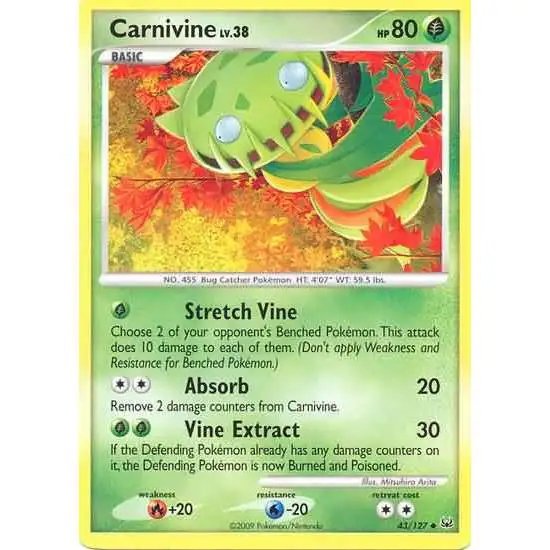 Pokemon Platinum Uncommon Carnivine #43 [Moderately Played]