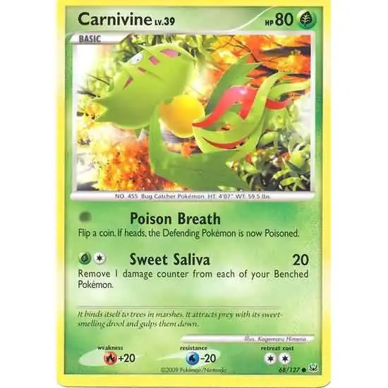 Pokemon Platinum Common Carnivine #68 [Moderately Played]