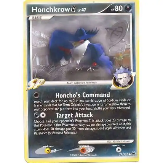 Pokemon Platinum Common Honchkrow G #77