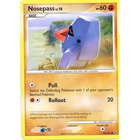 Pokemon Platinum Common Nosepass #84 [Moderately Played]
