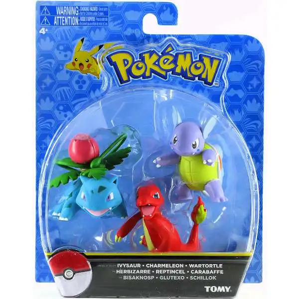 Pokemon Action Pose Ivysaur, Charmeleon & Wartortle 3-Inch Mini Figure 3-Pack