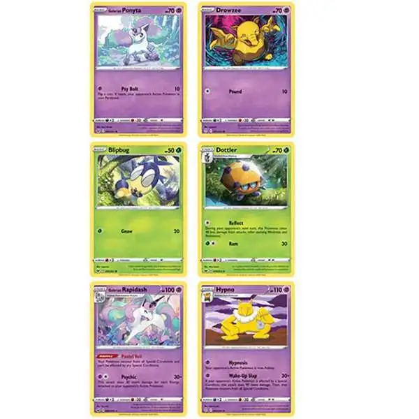 Pokemon Galarian Ponyta, Drowzee, Blipburg, Dottler, Galarian Rapidash & Hypno Set of 6 Promo Single Cards
