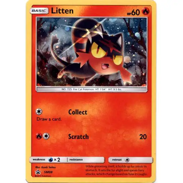 Pokemon Sun & Moon Promo Holo Rare Litten SM08