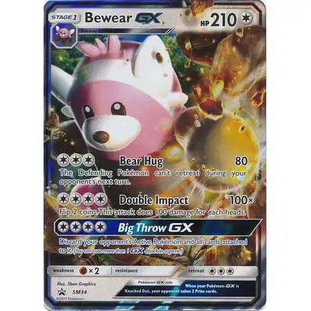 Pokemon Sun & Moon Promo Ultra Rare Bewear GX SM34 [Lighty Played]