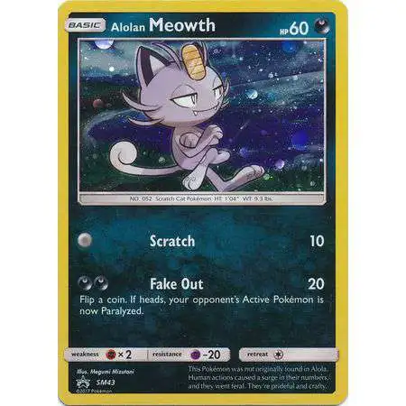 Pokemon Sun & Moon Promo Holo Rare Alolan Meowth SM43