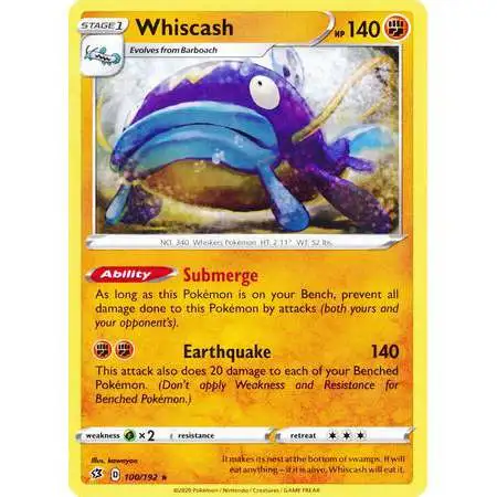 Pokemon Trading Card Game Sword & Shield Rebel Clash Rare Whiscash #100