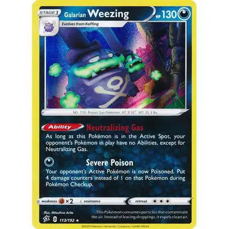 Pokemon Trading Card Game Sword & Shield Rebel Clash Rare Holo Galarian Weezing #113