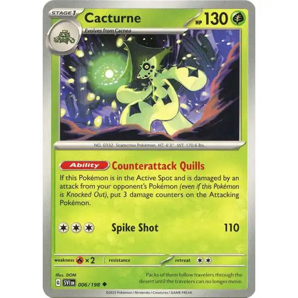 Pokemon Scarlet & Violet Base Set Uncommon Cacturne #6