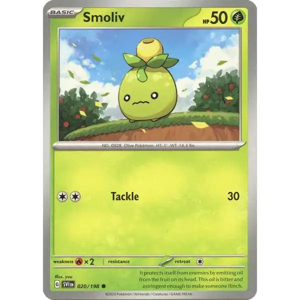 Pokemon Scarlet & Violet Base Set Common Smoliv #20 [Damaged]