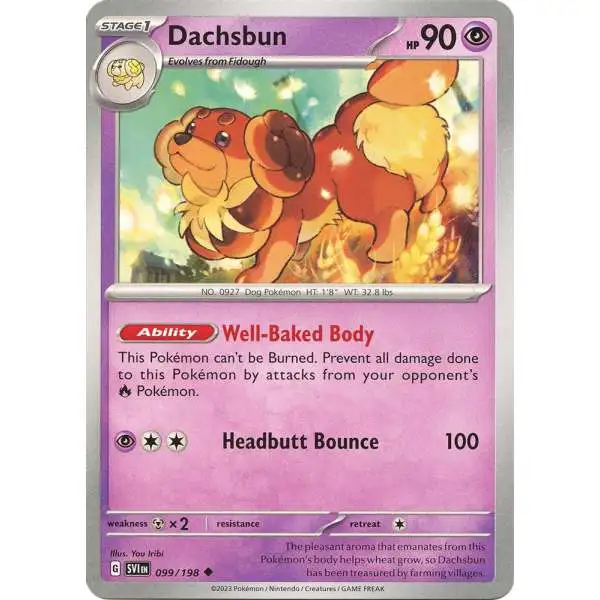 Pokemon Scarlet & Violet Base Set Uncommon Dachsbun #99