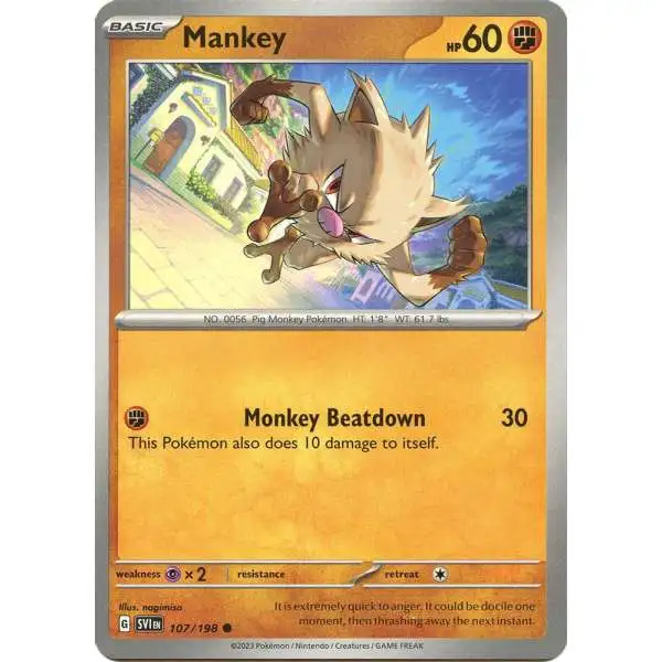 Pokemon Scarlet & Violet Base Set Common Mankey #107