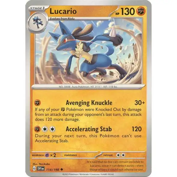 Pokemon Scarlet & Violet Base Set Uncommon Lucario #114