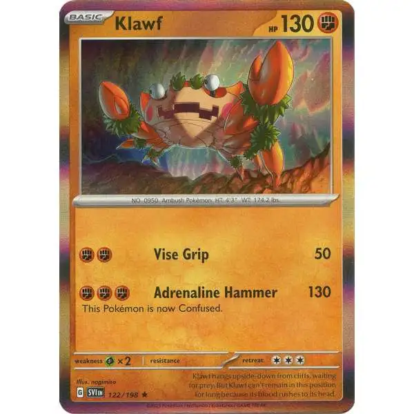 Pokemon Scarlet & Violet Base Set Holo Rare Klawf #122