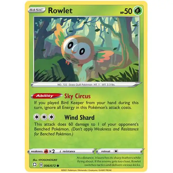 Pokemon Shining Fates Common Rowlet #6