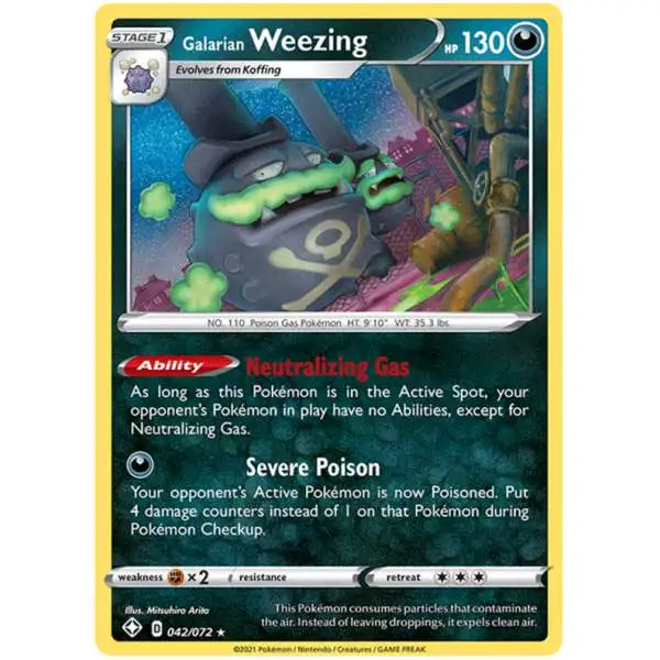 Pokemon Shining Fates Holo Rare Galarian Weezing #42
