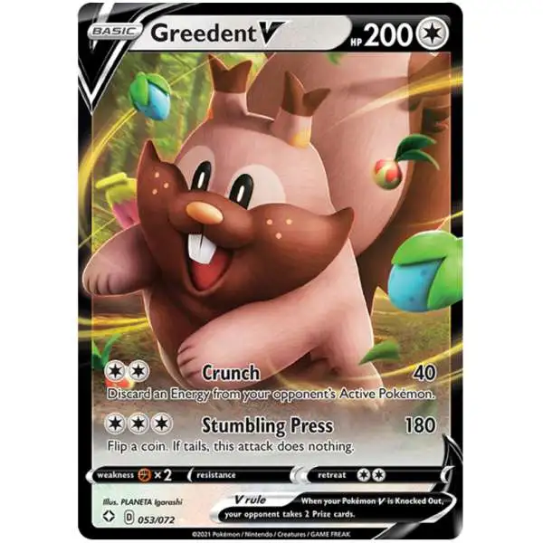 greedent v pokemon card SR 110/100 Fusion Arts [2] Body Slam (40) Flip a coin shiny greedent pokemon card Greedent