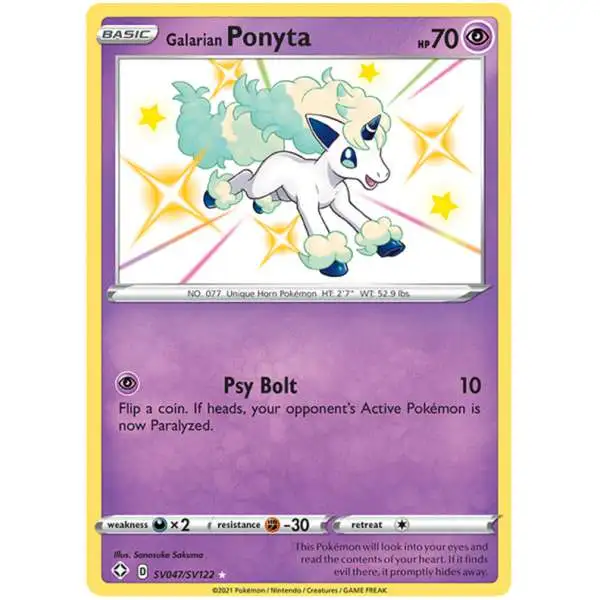 Pokemon Shining Fates Shiny Rare Galarian Ponyta SV047