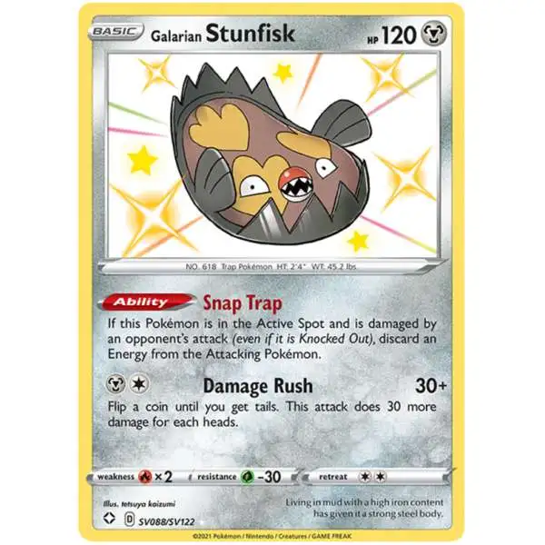 stunfisk pokemon card value Shining Fates Shiny Rare Galarian Sv088 Colorless Mud Shot (30) Lightning Stunfisk Cards | Dex -